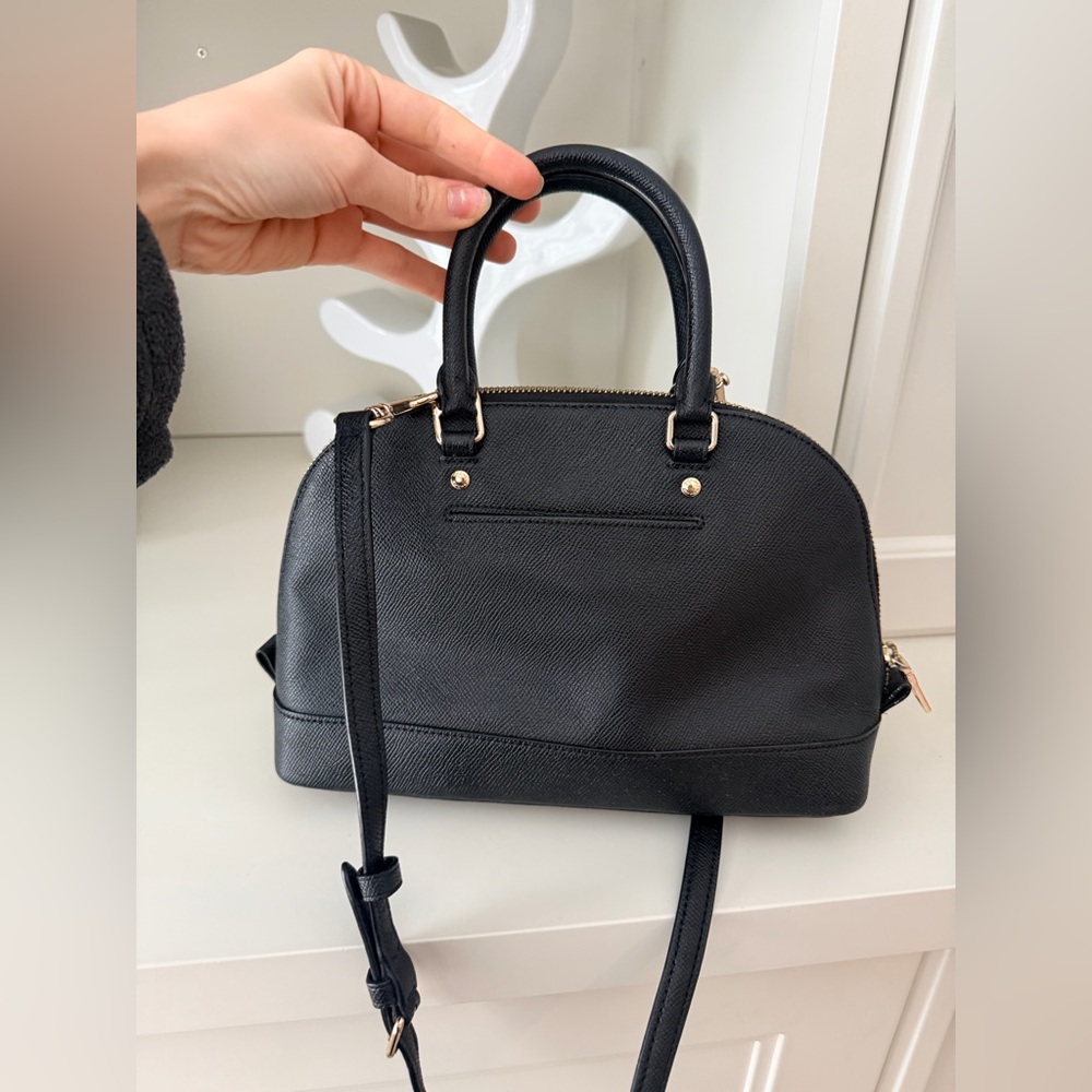 Coach Black Saffiano Leather Dome Satchel with Gold Hardware - Picture 15 of 16